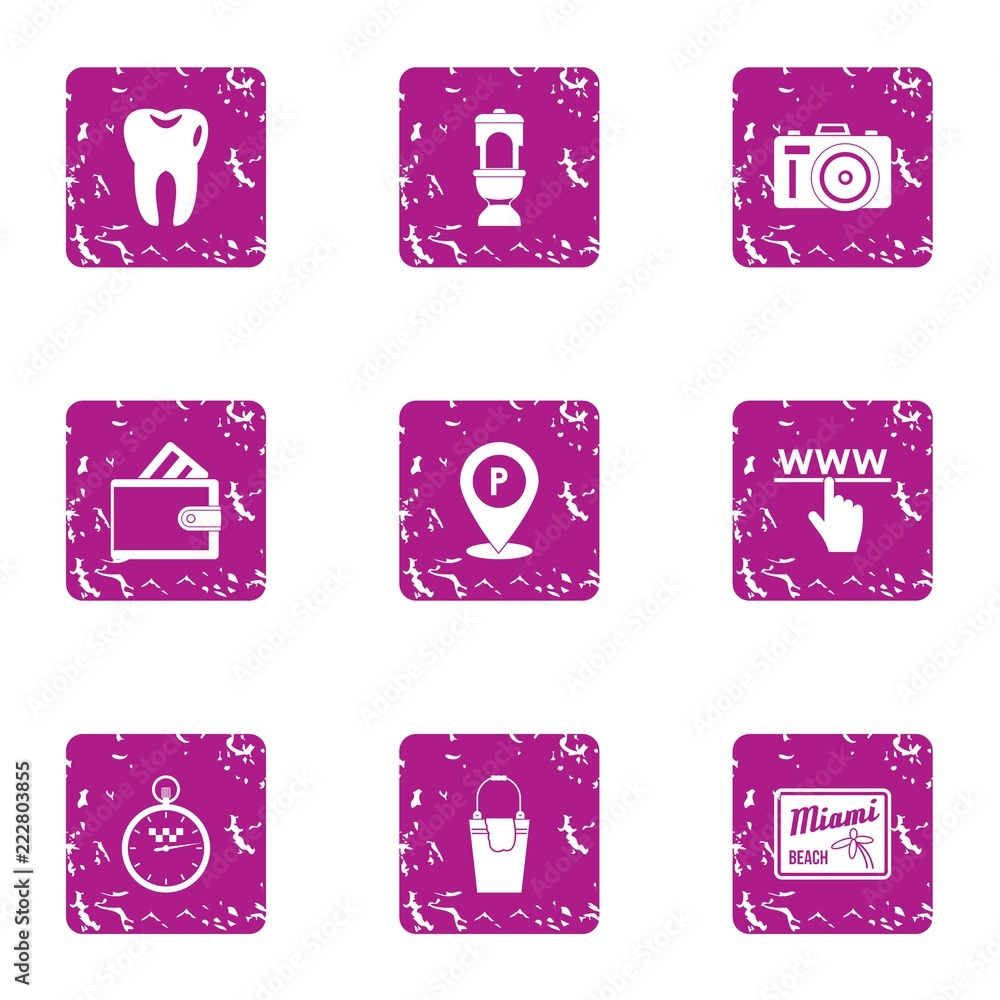 Poster online interactive icons set. grunge set of 9 online interactive vector icons for web isolated on wh