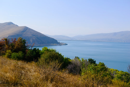 Panoramic view of Lake Sevan, Armenia