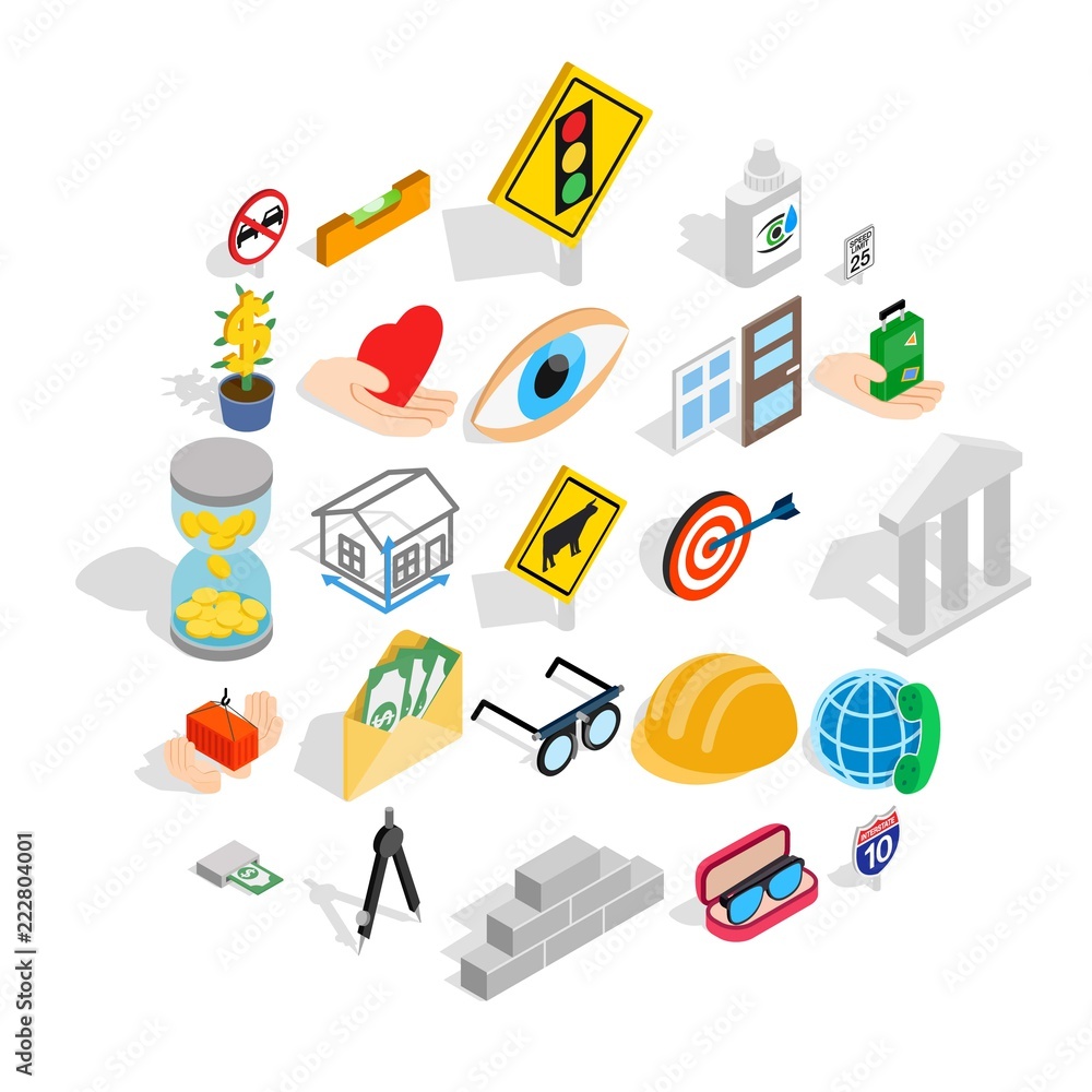 Poster worry icons set. isometric set of 25 worry vector icons for web isolated on white background