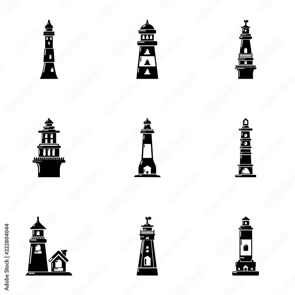 Poster landmark icons set. simple set of 9 landmark vector icons for web isolated on white background