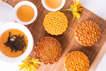 Mooncake. Chinese mid autumn festival food.