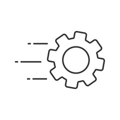 Flying cogwheel linear icon
