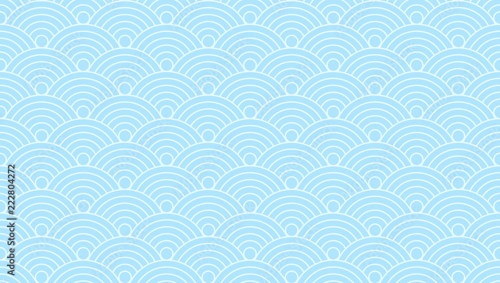 Poster Pattern seamless circle abstract wave background blue color and line. Japanese circle pattern vector.