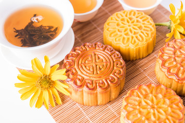 Mooncake. Chinese mid autumn festival food.