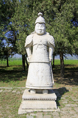 Stone general statue in the Eastern Royal Tombs of the Qing Dynasty, china