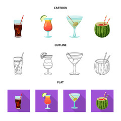Vector design of drink and bar icon. Set of drink and party stock symbol for web.