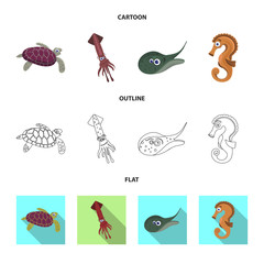 Vector illustration of sea and animal icon. Collection of sea and marine stock vector illustration.