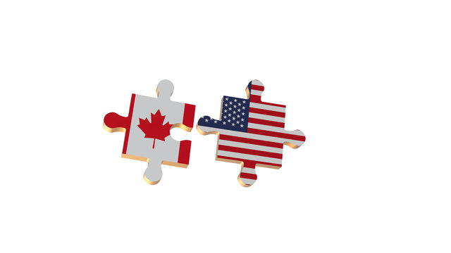 White for Put the Puzzle to Canada and USA Flag