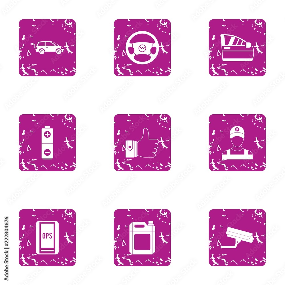 Aufkleber car analysis icons set. grunge set of 9 car analysis vector icons for web isolated on white backgrou