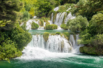 Waterfalls Skradinski Buk in The Krka National Park in Croatia, Europe.
