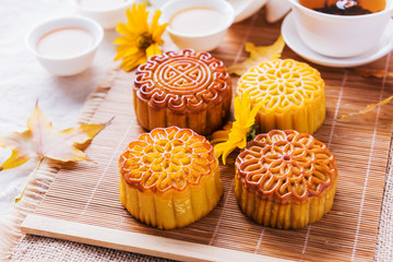 Mooncake. Chinese mid autumn festival food.