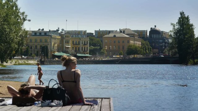 Sunbathing in Karlstad Sweden