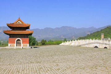 White marble three hole stone bridge in the Eastern Royal Tombs of the Qing Dynasty, china