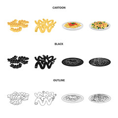 Isolated object of pasta and carbohydrate symbol. Collection of pasta and macaroni vector icon for stock.