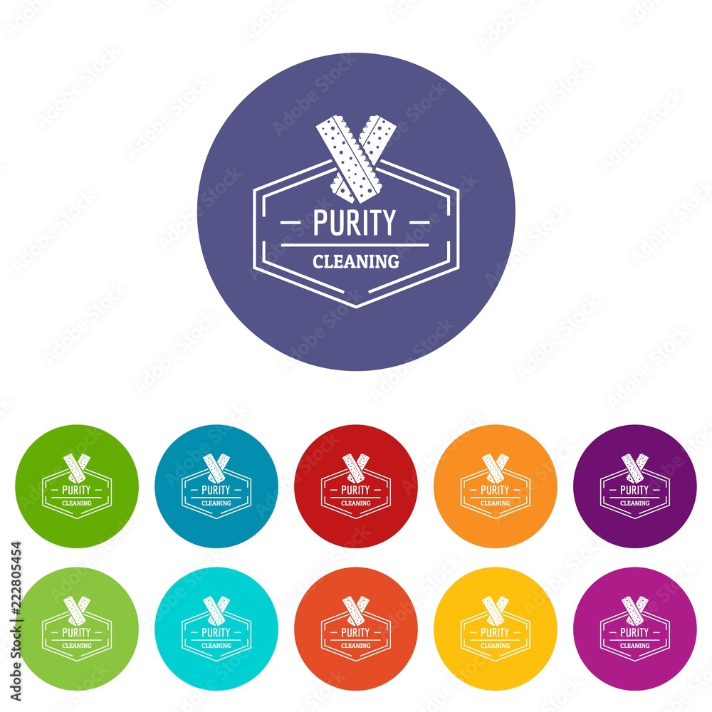 Poster cleaning icons color set vector for any web design on white background