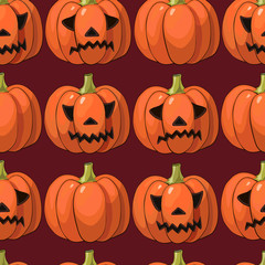 halloween background with different pumpkins, holiday pattern
