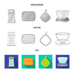 Vector illustration of kitchen and cook symbol. Collection of kitchen and appliance stock vector illustration.