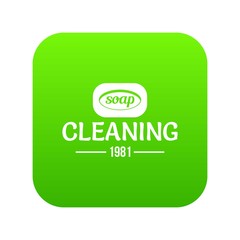 Cleaning soap icon green vector isolated on white background