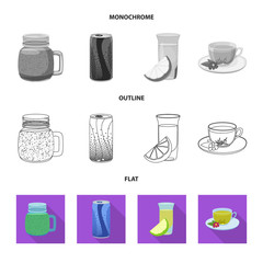 Isolated object of drink and bar symbol. Set of drink and party stock symbol for web.