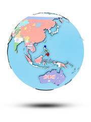 Obraz premium Philippines on political globe with flags