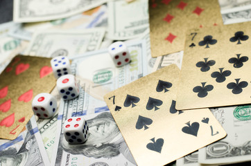 money, playing cards bone