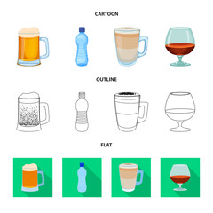Vector design of drink and bar symbol. Collection of drink and party stock symbol for web.