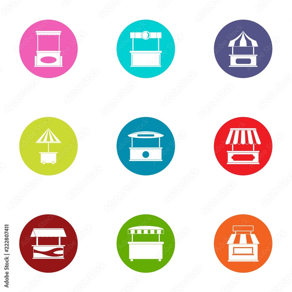 Poster canopy icons set. flat set of 9 canopy vector icons for web isolated on white background