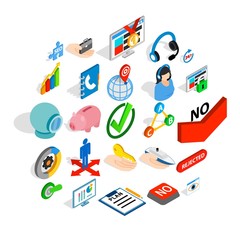 Career icons set. Isometric set of 25 career vector icons for web isolated on white background