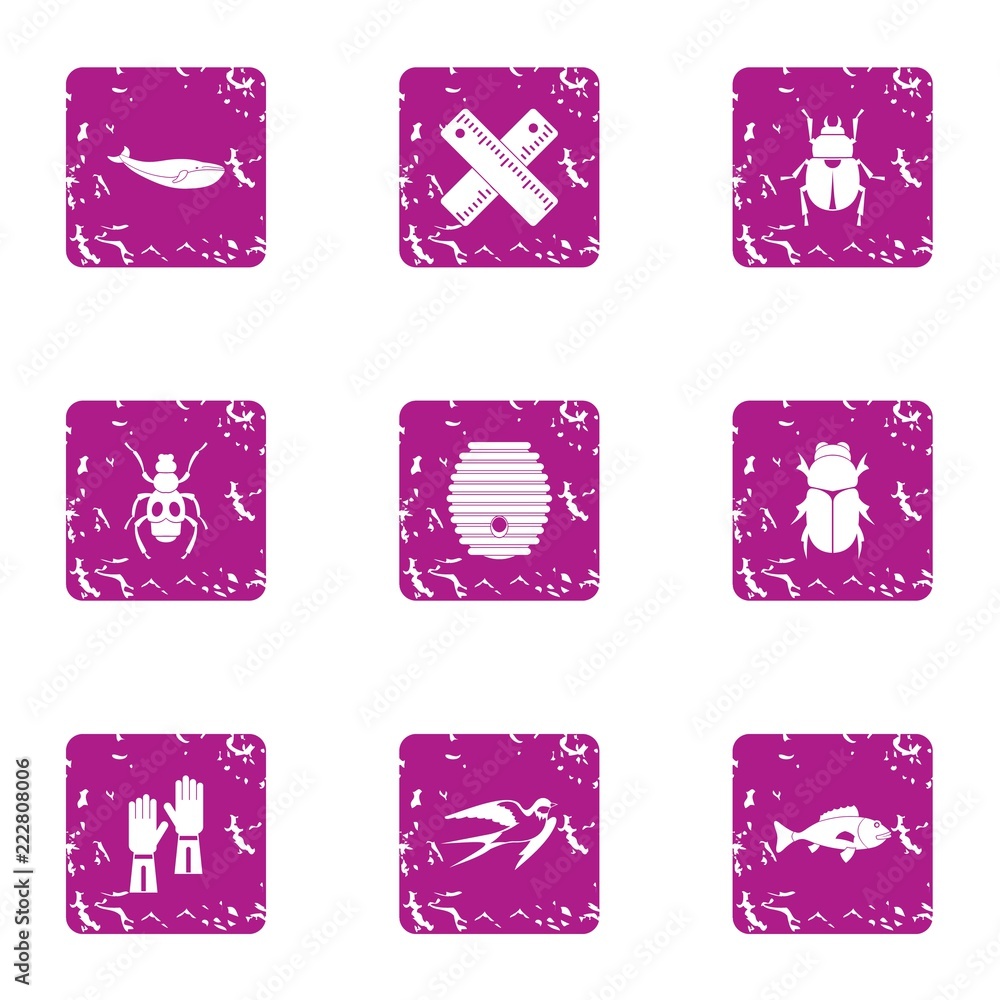Poster naturalist icons set. grunge set of 9 naturalist vector icons for web isolated on white background