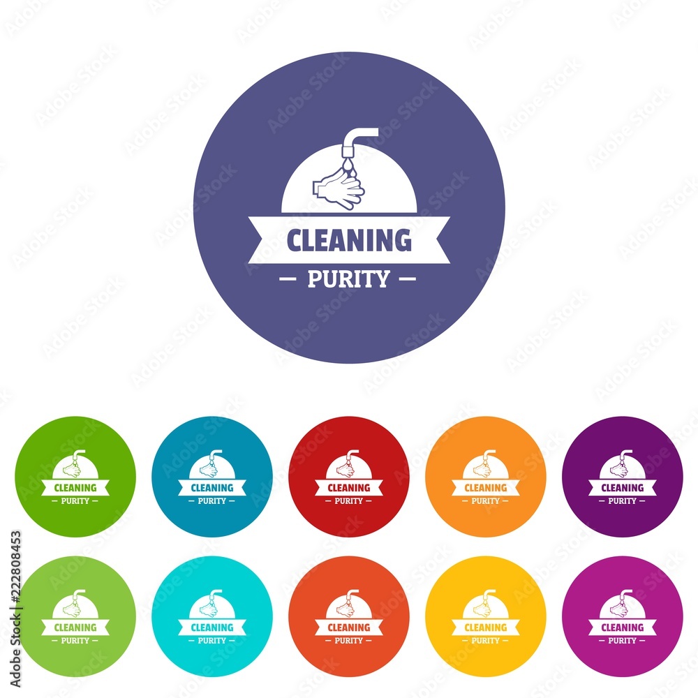 Poster cleaning purity icons color set vector for any web design on white background