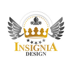 Imperial Crown emblem. Heraldic Coat of Arms, vintage vector logo. Antique logotype isolated on white background.