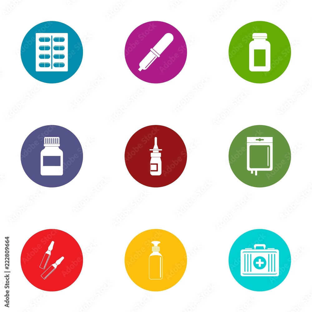 Poster aid icons set. flat set of 9 aid vector icons for web isolated on white background