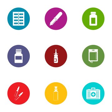 Aid icons set. Flat set of 9 aid vector icons for web isolated on white background
