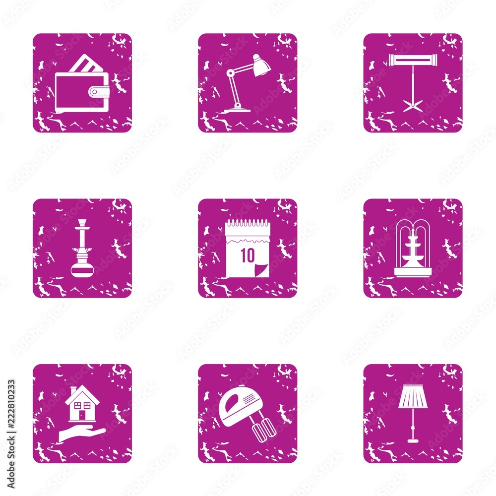 Aufkleber workstation icons set. grunge set of 9 workstation vector icons for web isolated on white background