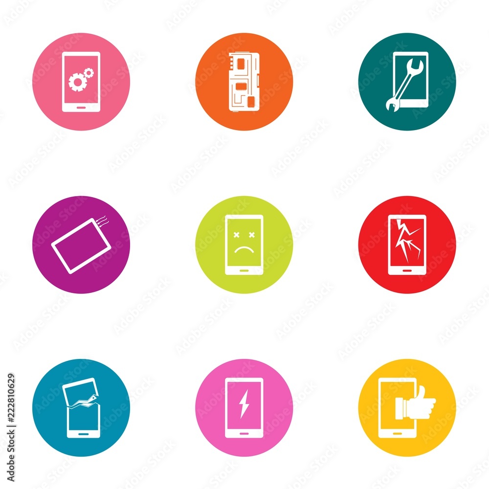 Poster telephone commerce icons set. flat set of 9 telephone commerce vector icons for web isolated on whit
