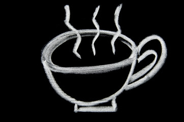 Obraz na płótnie Canvas Drawing of a coffee mug with a dark ground
