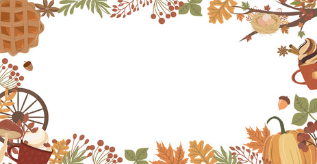 Autumn horizontal background. Editable vector illustration