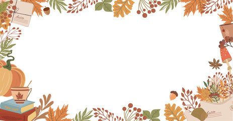 Autumn horizontal background. Editable vector illustration