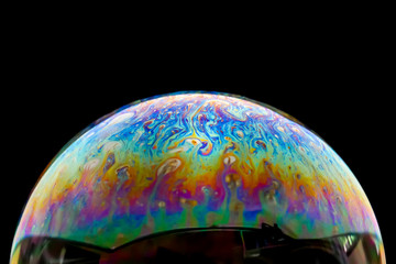 Half soap Bubble Ball abstract background semicircle. Model of Space or planets universe cosmic.