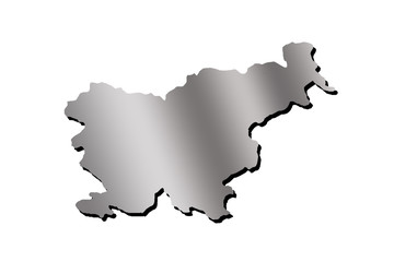 Slovenia illustration of a contour map with black shadow on white isolated background