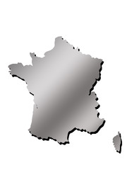 France illustration of a contour map with black shadow on white isolated background