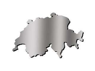 Fototapeta premium Switzerland illustration of a contour map with black shadow on white isolated background