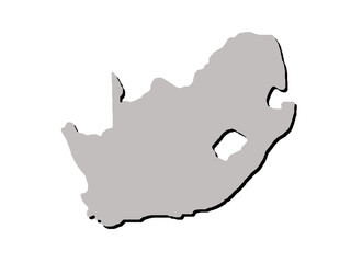South Africa illustration of a contour map with black shadow on white isolated background