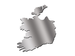 Ireland illustration of a contour map with black shadow on white isolated background