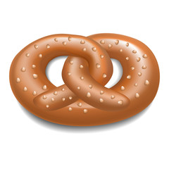 Fresh pretzel icon. Realistic illustration of fresh pretzel vector icon for web design isolated on white background