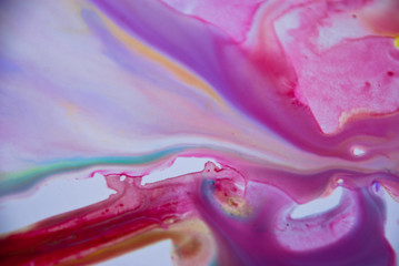 Fluid Art. Creative artwork acrylic paint.Fluid Acrylic Splash.Watercolor background.Pink yellow abstract.