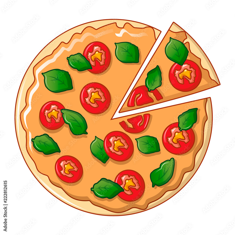 Poster top view pizza icon. cartoon of top view pizza vector icon for web design isolated on white backgrou