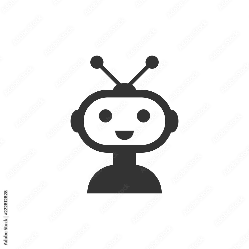 Poster cute robot chatbot icon in flat style. bot operator vector illustration on white isolated background