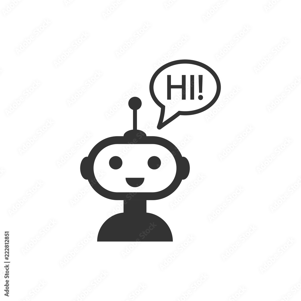 Poster cute robot chatbot icon in flat style. bot operator vector illustration on white isolated background