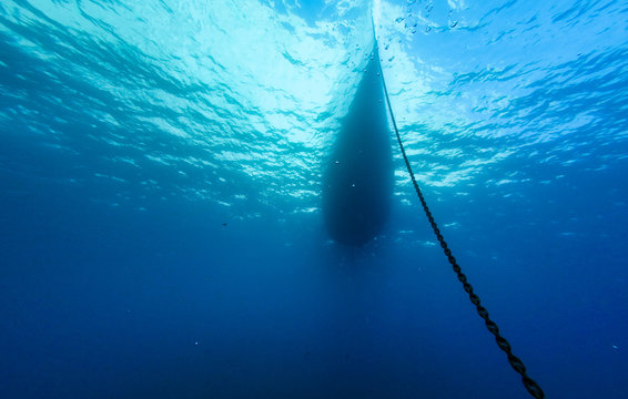 Boat view from underwater